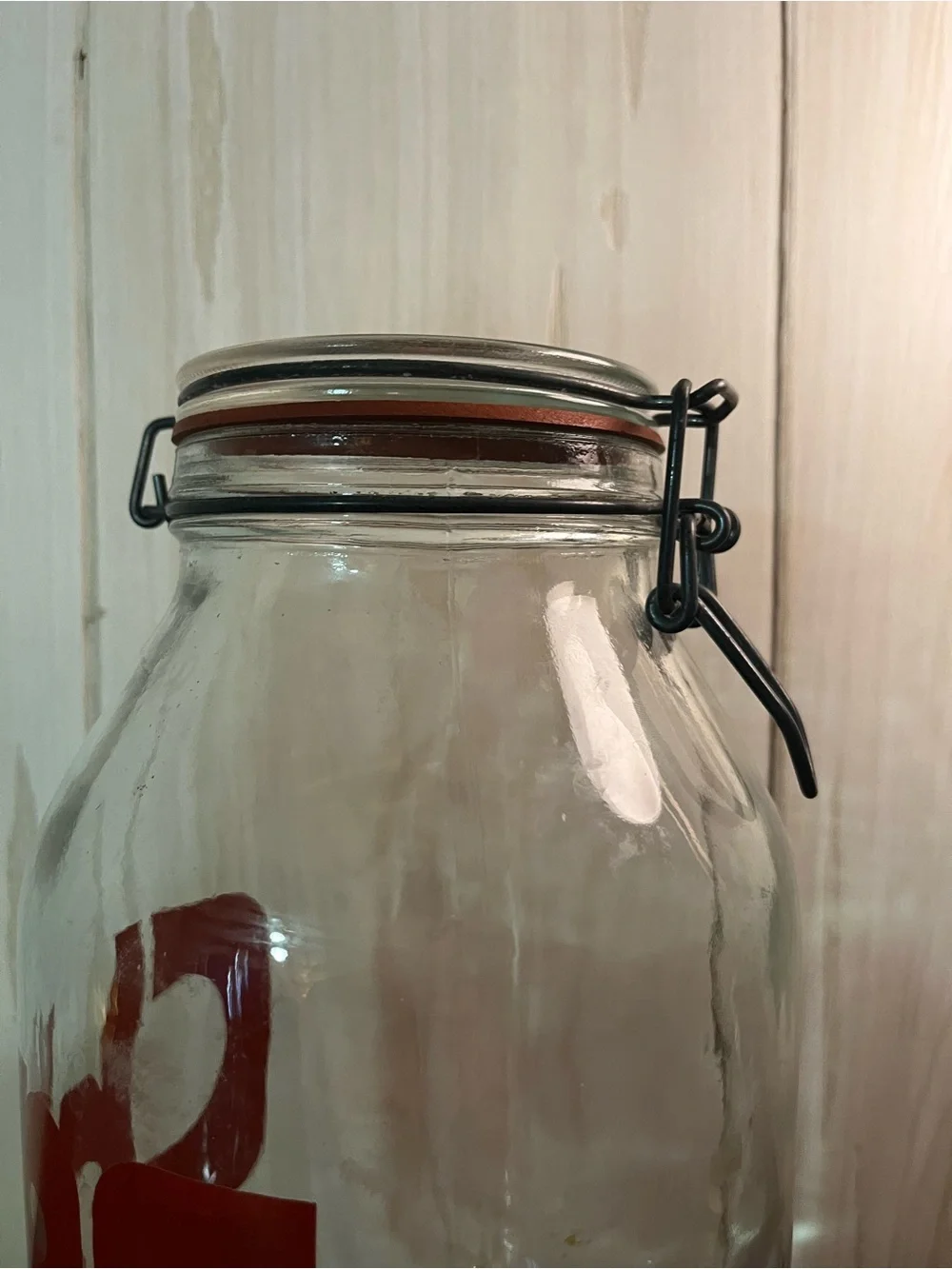 Vintage 'chips' Glass Storage Jar with Clamp Lid - Brown Lettering